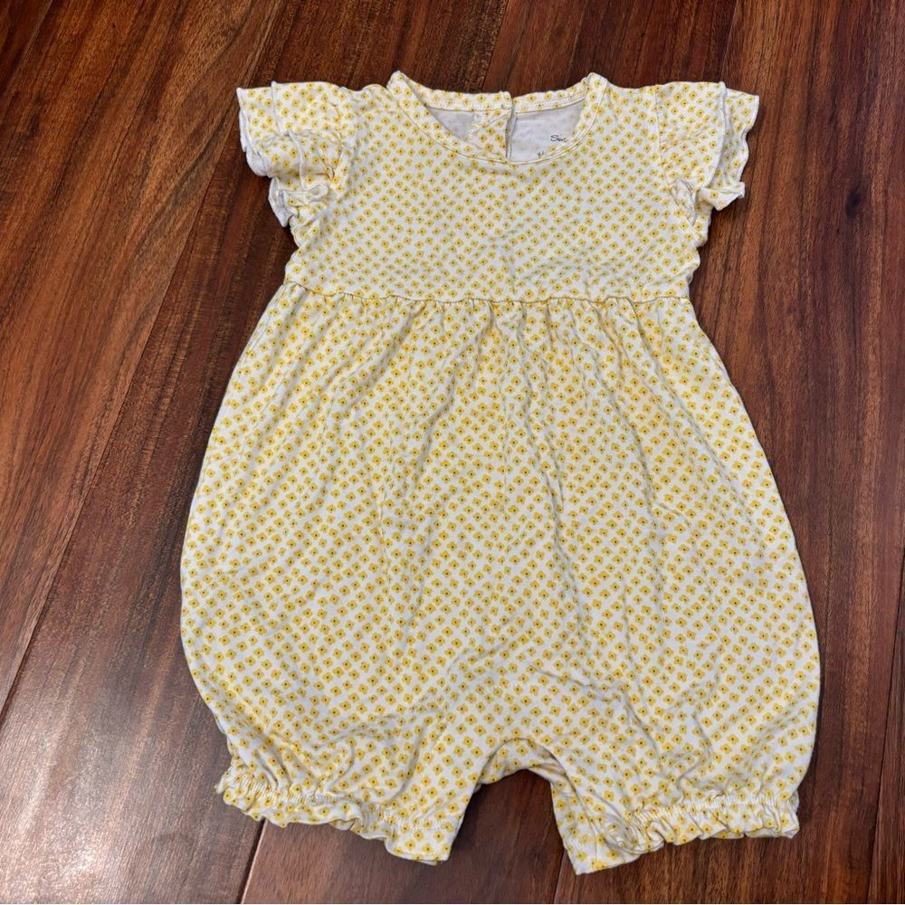 Sweet Bamboo yellow/white floral short sleeve super soft romper